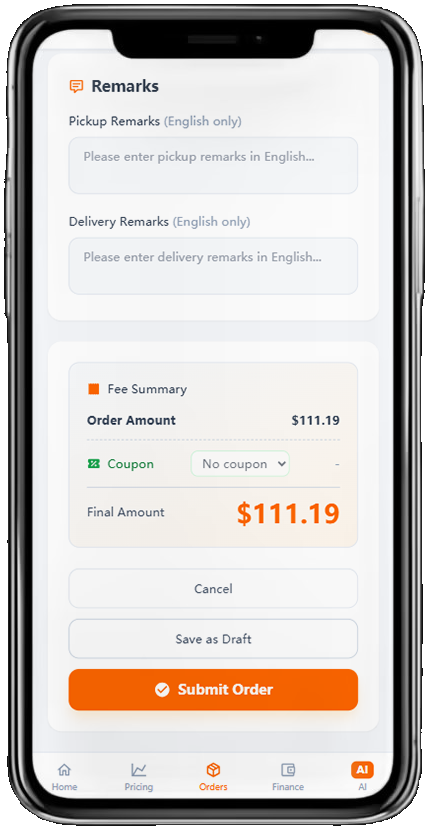 SDD Freight carrier mobile app