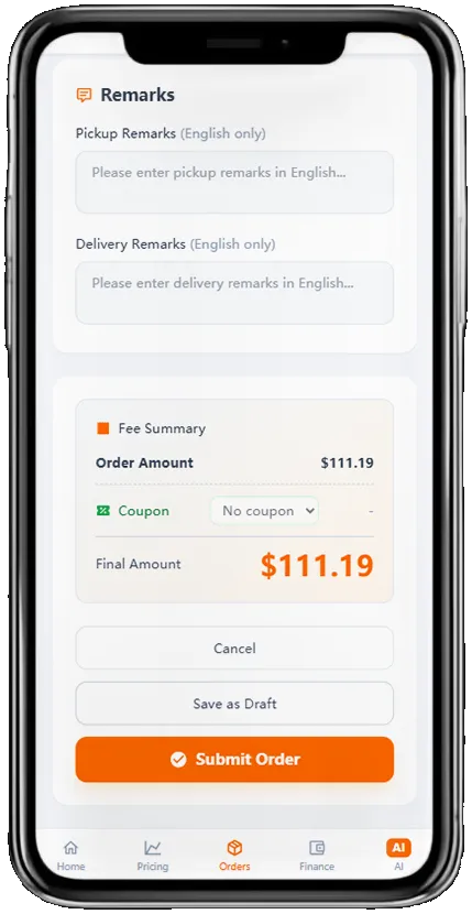 SDD Freight carrier mobile app